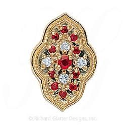 GS047 R/D/R - 14 Karat Gold Slide with Ruby center and Diamond and Ruby accents 